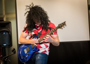 "Glenn Van Hendrix" havin' some 80's fun and playing some smokin' riffs at the Windows Phone giving campaign event on Friday, raising over $4500 for Seattle Children's Hospital!